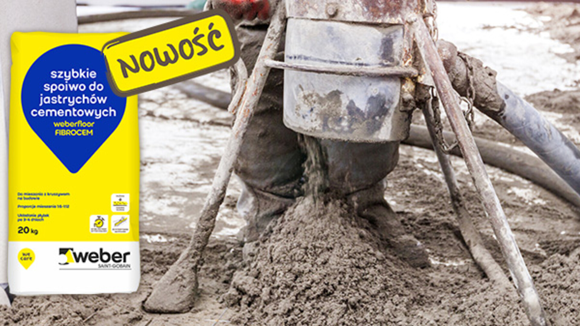 Nowe spoiwo do mixokreta - weberfloor FIBROCEM nowe spoiwo do mixokreta