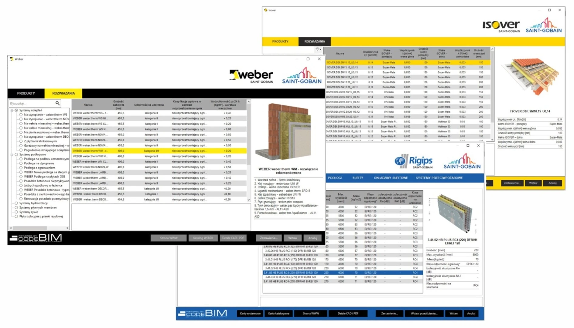 Nakładka REVIT - ISOVER, RIGIPS, WEBER - ekrany