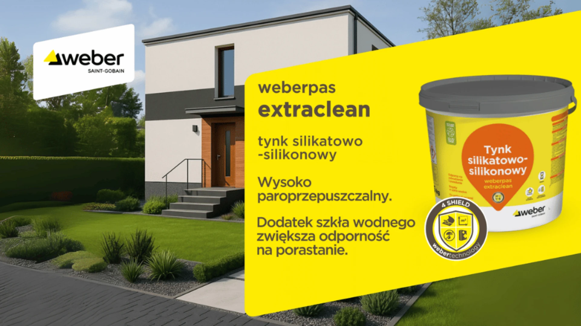 Tynk silikatowo-silikonowy weberpas extra clean – elewacja odporna na zabrudzenia